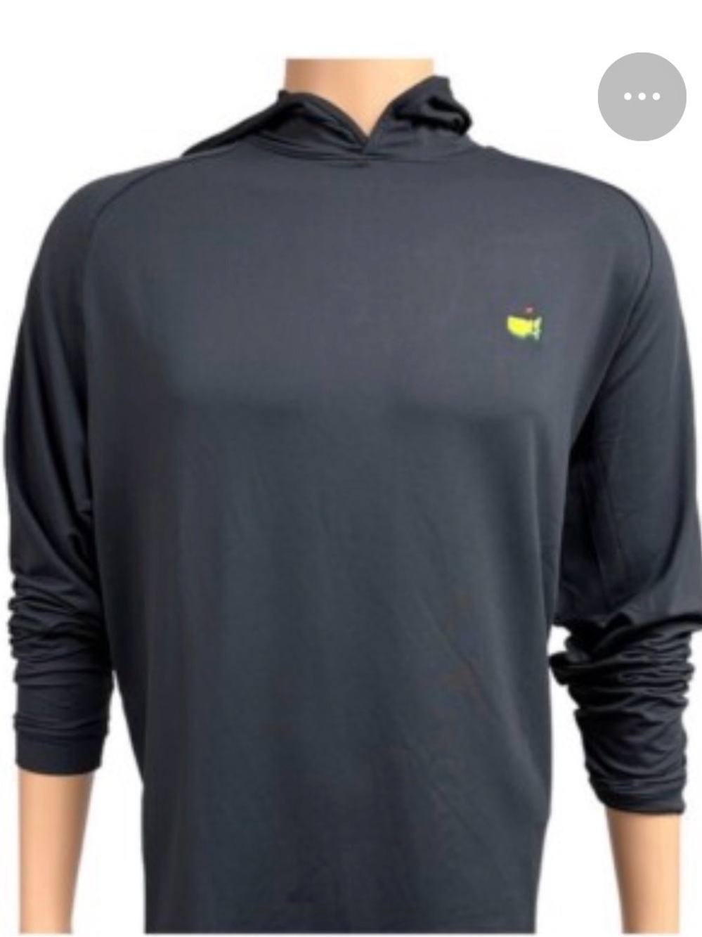 Masters Peter Millar Black Hooded Long-Sleeve Shirt with Yellow Chest Logo